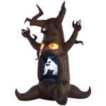 HOMCOM Aufblasbarer Halloween Baum Gespenst mit 3 Lichtern für den Garten Polyester Braun 180 x 140 x 240 cm
