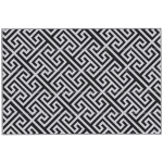 Outsunny 6' x 9' Outdoor Rug Reversible Mat Plastic Straw Rug Portable RV Camping Mat for Garden Deck Picnic Indoor, Black & White