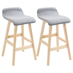 Lot de 2 tabourets de bar style scandinave repose-pied tissu gris