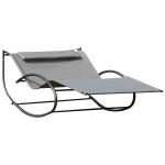 Outsunny Double Hammock Chair Sun Lounger Outdoor Patio Garden Swing Rock Seat Grey