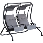 Outsunny Gartenschaukel 2-Sitzer mit Dach Grau 170 x 136 x 170 cm