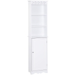 Homcom Mobila Coloana pentru Baie in Lemn cu Decor Sculptura Floreala Alba 40 x 23 x 160 cm