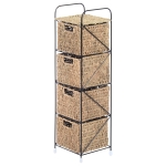 HomCom Mobiletto con 4 Cesti per Casa Cassettiera in Alga Marina e Ferro 20 x 20 x 78cm Nero e Colore Naturale