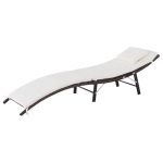 Outsunny Sdraio Lettino da Giardino Pieghevole Ergonomica in Rattan con Cuscino Rimovibile, Bianco, 196x61x53cm