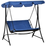 Outsunny Schwingliege mit Dach Stahl Blau 160 x 117 x 173 cm
