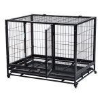 PawHut Gabbia Box per Cani Cuccioli da Interno Esterno con Rotelle 92×62×75cm