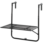 Outsunny Masa de Balustrada Pliabila din Metal, 60x60x57-72cm, Negru