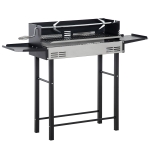 Outsunny Grill BBQ rotisor pe carbuni, rotisor pentru pui sau curcan cu gratar pe 3 niveluri si rafturi laterale pliabile, Otel inoxidabil