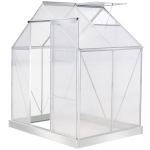 Outsunny 6 x 4 FT Walk-In Greenhouse Polycarbonate Panels Aluminium Frame w/ Sliding Door Adjustable Window 2.5㎡ Inner Area Plant Vegetable Flower Grow Green House Protection