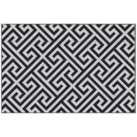 Outsunny 4' x 6' Outdoor Rug Reversible Mat Plastic Straw Rug Portable RV Camping Mat for Garden Deck Picnic Indoor, Black & White