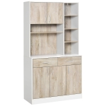 HOMCOM 180 cm Kitchen Pantry Buffet Server with Hutch Multi Storage Cupboard Cabinet Sideboard, Bookcase with Drawers for Living Room