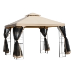 Outsunny 3 x 3 Meter Metal Gazebo Garden Outdoor Marquee Party Tent Canopy Pavillion Patio Shelter with Mesh Sidewalls
