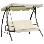 Outsunny 3 Seater Swing Chair Canopy Replacement Outdoor Hammock w/ Canopy Steel Frame - Grey(c-7)