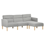 HOMCOM Upholstered Sofa bed Reversible Sectional Sofa Set linen-Touch Sleeper Futon with Footstool, Light Grey