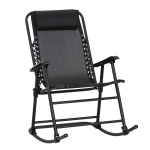 Outsunny Folding Rocking Chair Zero Gravity W/ Headrest-Black