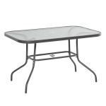 Table de jardin rectangulaire métal plateau verre trempé