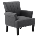 HOMCOM Upholdstered Armchair Modern Single Sofa with Rubber Wood Legs Dark Grey