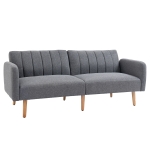 HOMCOM 2 Seater sofa bed Sofa Couch w/ Adjustable Backrest Linen for Guest Room Grey