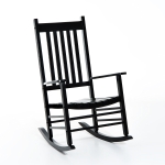 Outsunny Porch Rocking Chair, Poplar Wood, 69Wx86Dx115H cm-Black