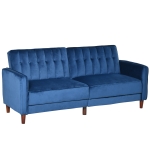 HOMCOM Sofa Futon Velvet-Touch Tufted Couch Compact Loveseat Sleeper Sofa Bed