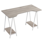 Bureau informatique design 2 étagères grand plateau aspect bois gris clair