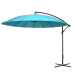 Parasol déporté rond inclinable dim. Ø 2,96 x 2,45H m polyester