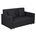 HOMCOM Two Seater Fabric Sofa Bed, 2-in-1 Sofabed with Hidden Storage, Living Room Furniture, Black