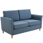 HOMCOM Two-Seater Linen-Look Sofa - Blue