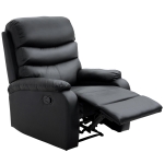 HOMCOM PU Leather Single Sofa Chair Manual Recliner Armchair W/Footrest-Black