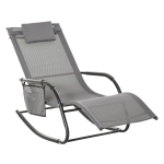 Outsunny Breathable Mesh Rocking Chair Patio Rocker Lounge for Indoor & Outdoor Recliner Seat w/ Removable Headrest for Garden and Patio