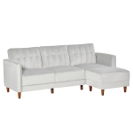 HOMCOM Upholstered Sofa bed Reversible 3-Seater Sectional Sofa Set Velvet-Touch Sleeper Futon with Footstool, Light Grey