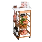 HOMCOM Carrito de Cocina Carro Multiusos de 5 Niveles con Cajón Bastidores Laterales Cestas Extraíbles de Metal 4 Ruedas 47x37x83 cm Madera Natural