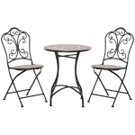 Outsunny Set Mobili da Giardino 3 Pezzi con 2 Sedie Pieghevoli e Tavolo da Caffè in Ceramica e Metallo, Nero