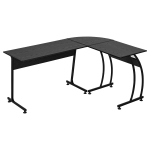 HOMCOM Mesa de Computadora en Forma de L Escritorio para Estudio Oficina Minimalista Moderno con Gran Espacio 112,5x152x74 cm Negro