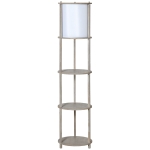 Lampadaire contemporain 3 étagères intégrées bois gris effet vieilli