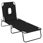 Outsunny Adjustable Sun Lounger W/Pillow-Black