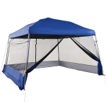 Outsunny Carpas para Exterior Plegable para Jardín o Camping 360x360x260cm Cenador para Exterior con Mosquitera - Color Azul