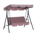 Outsunny Columpio de Jardín de 3 Plazas Silla Balancín con Parasol Techo Ajustable en Ángulo para Terraza Balcón Carga Máx. 200 kg Acero 172x110x153 cm Marrón