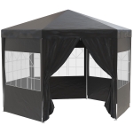 Outsunny 3.9m Gazebo Canopy Party Tent with 6 Removable Side Walls for Outdoor Event with Windows and Doors, Black