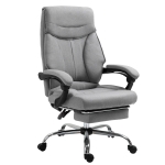 Vinsetto Sedia Ergonomica con Poggiapiedi Retrattile da Ufficio, Altezza Regolabile, Grigio
