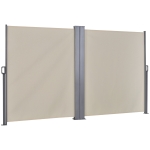 Outsunny Toldo Lateral Retrátil 600x160cm Toldo de Privacidade Extensível com Ângulo Ajustável e Proteção UV+50 para Jardim Balção Terraço Bege