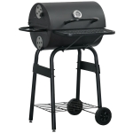 Outsunny grill BBQ portabil pe carbune cu capac si termometru, raft si roti