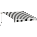 Outsunny manuelle Gelenkarmmarkise Markise 4m mit Handkurbel Balkonmarkise Sonnenschutz Wandmontage Balkon Alu Weiß+Blau 395 x 245 cm