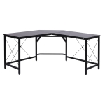 Homcom Bureau d'angle bureau informatique design moderne métal MDF imitation bois noir