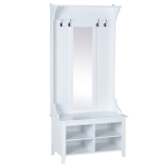 Homcom Mobile Ingresso con Appendiabiti Specchio e Scarpiera in Legno, Bianco, 80x40x170cm