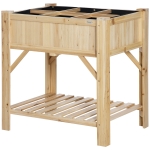 Outsunny Letto per Orto Rialzato con 6 Scomparti in Legno di Abete, 78.5x58x81cm