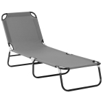 Outsunny Portable Folding Sun Lounger With 4-Position Adjustable Backrest Relaxer Recliner with Lightweight Frame Great for Pool or Sun Bathing Grey