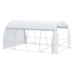 Outsunny 4 x 3 x 2 m Polytunnel Greenhouse, Walk in Pollytunnel Tent with Steel Frame, Reinforced Cover, Zippered Door and 8 Windows for Garden and Backyard, White