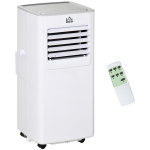 HOMCOM 7000 BTU Mobile Air Conditioner Portable AC Unit for Cooling Dehumidifying Ventilating with Remote Controller, LED Display, Timer for Bedroom, White
