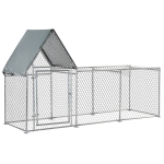 PawHut Walk In Chicken Run, Large Galvanized Chicken Coop Hen House Poultry Coops Cages Rabbit Hutch Metal Enclosure with Water-Resist Cover for Outdoor 302 x 107 x 172cm